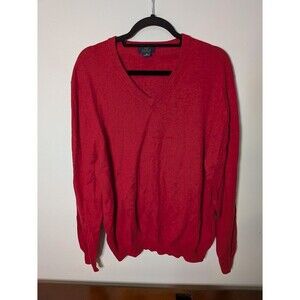 Brooks Brothers Mens Red V Neck Supima Cotton Sweater XL Long Sleeve christmas